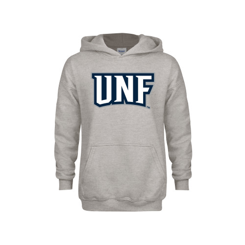  Youth Grey Fleece Hood - UNF Monogram