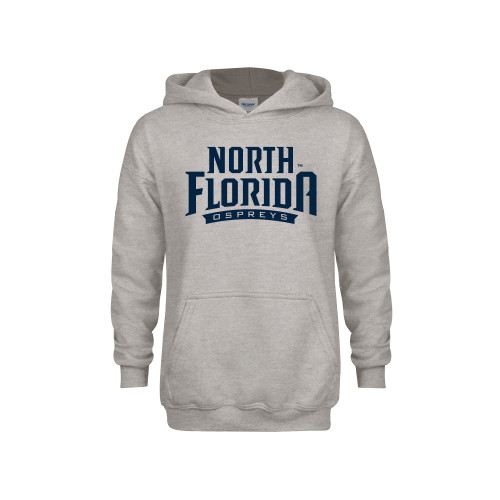  Youth Grey Fleece Hood - UNF Primary Mark