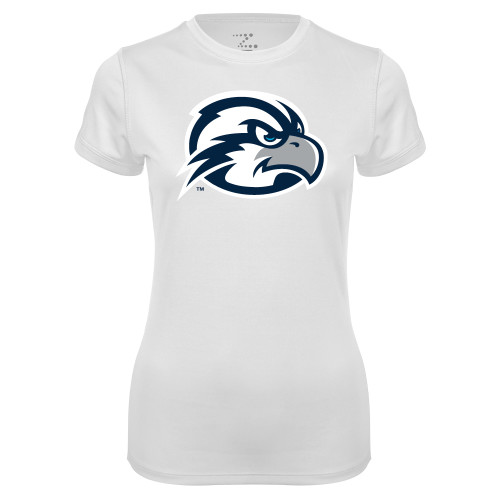  Womens White Performance Tee - UNF Osprey Head
