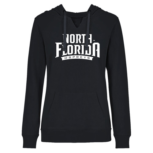  Womens Plus Black Hoodie - UNF Primary Mark
