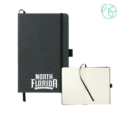  5.5 x 8.5 Black FSC Mix Recycled Leather Bound Journal - UNF Primary Mark