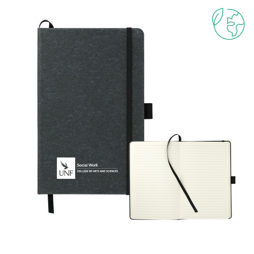  5.5 x 8.5 Black FSC Mix Recycled Leather Bound Journal - UNF - College of Arts and Sciences