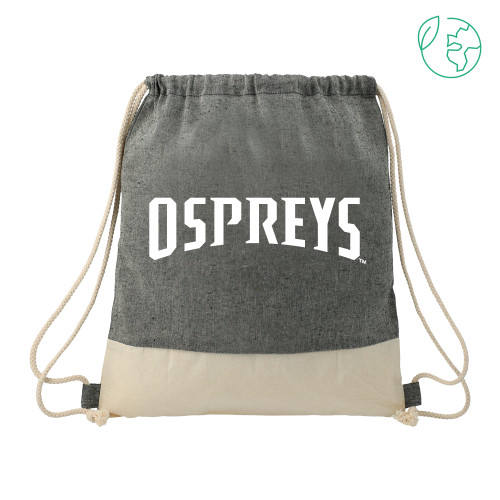  Split Recycled Cotton Natural/Black Drawstring Bag - Ospreys Wordmark