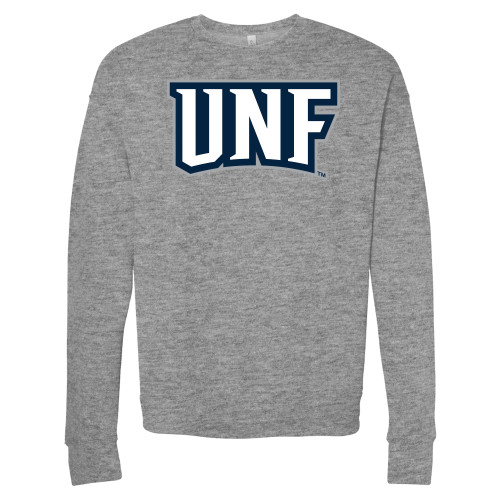 Bella + Canvas Heather Grey Fleece Crew - UNF Monogram