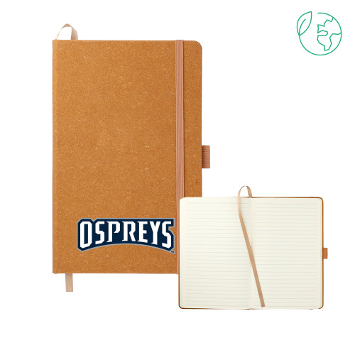  5.5 x 8.5 Natural FSC Mix Recycled Leather Bound Journal - Ospreys Wordmark
