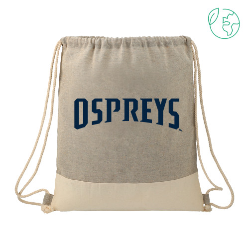  Split Recycled Cotton Grey/Natural Drawstring Bag - Ospreys Wordmark