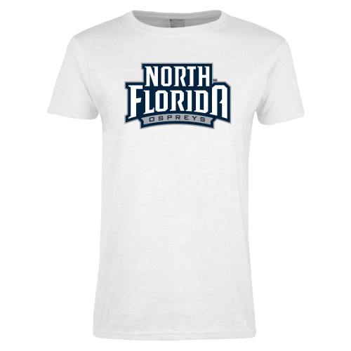  Womens White Short Sleeve Tee - UNF Primary Mark