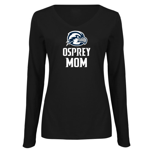  Womens Black Long Sleeve V Neck Tee  - Osprey Mom
