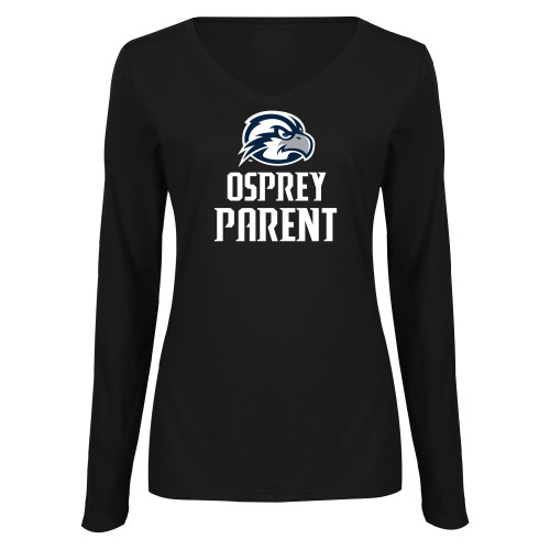  Womens Black Long Sleeve V Neck Tee  - Osprey Parent