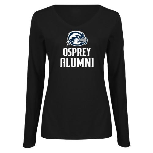  Womens Black Long Sleeve V Neck Tee  - Osprey Alumni