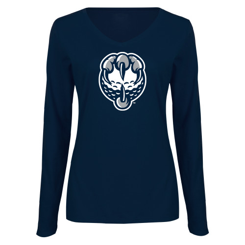  Womens Navy Long Sleeve V Neck Tee  - UNF Golf Talon