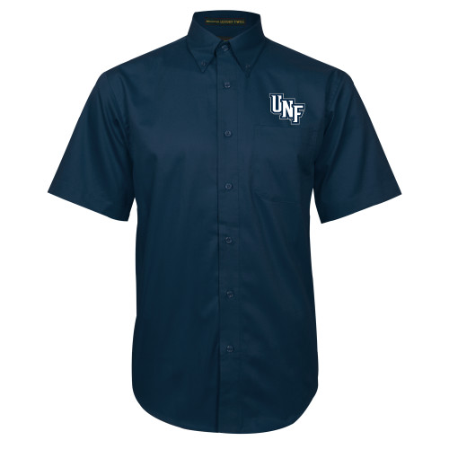  Navy Twill Button Down Short Sleeve - Diagonal UNF Monogram
