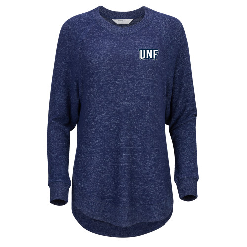  Boxercraft Womens Navy Heather Cuddle Oversized Crew - UNF Monogram