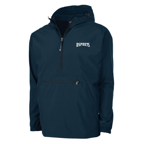  Charles River Navy Pack N Go Pullover Rain Jacket - Ospreys Wordmark