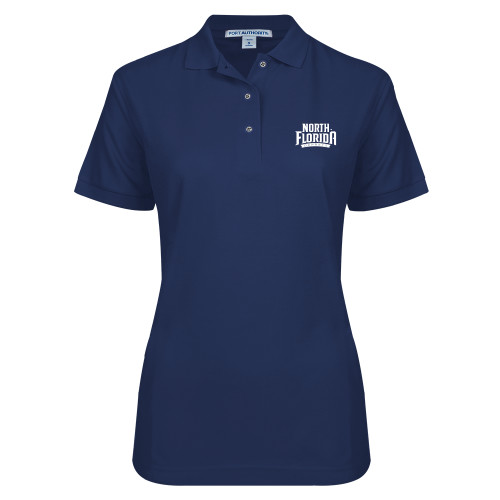  Womens Silk Touch Navy Pique Polo - UNF Primary Mark