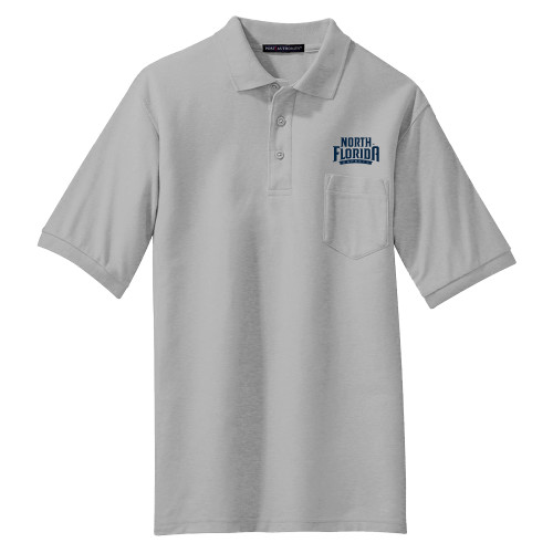  Grey Silk Touch Polo w/ Pocket - UNF Primary Mark