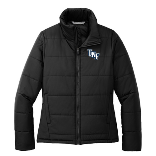  Womens Black Puffer Jacket - Diagonal UNF Monogram