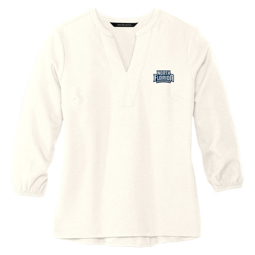  Mercer + Mettle Womens Ivory 3/4 Sleeve Crepe Blouse - UNF Primary Mark