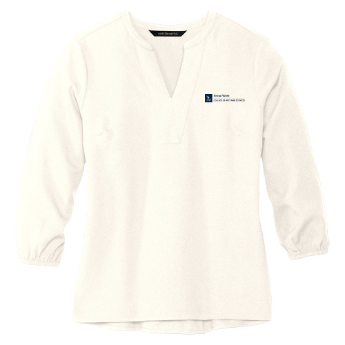  Mercer + Mettle Womens Ivory 3/4 Sleeve Crepe Blouse - UNF - College of Arts and Sciences