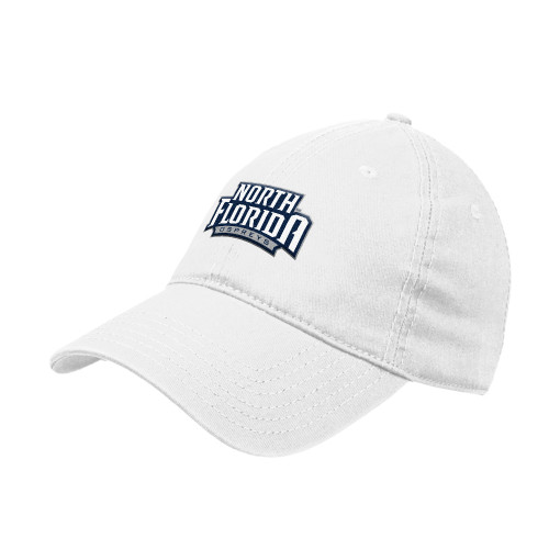  White Unstructured Adjustable Low Profile Hat - UNF Primary Mark