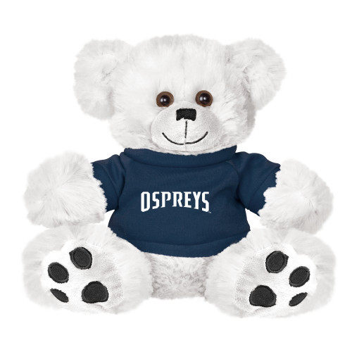  Plush Big Paw 8 1/2 inch White Bear w/Navy Shirt - Ospreys Wordmark