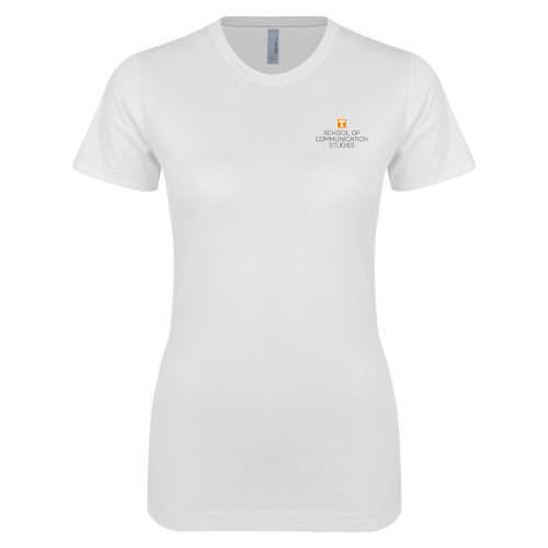 Next Level Womens White Boyfriend Tee - School of Communication Studies