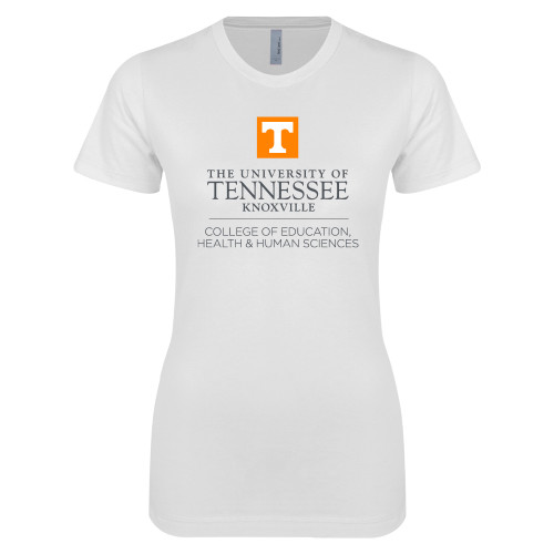  Next Level Womens White Boyfriend Tee - College of Education Stacked