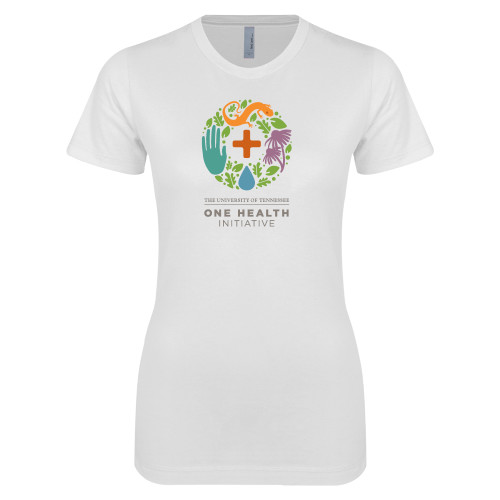  Next Level Womens White Boyfriend Tee - One Health Initiative Vertical