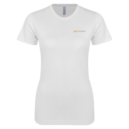  Next Level Womens White Boyfriend Tee - Veterans