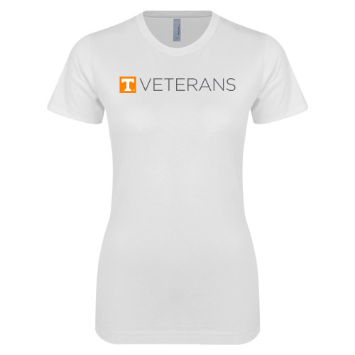  Next Level Womens White Boyfriend Tee - Veterans