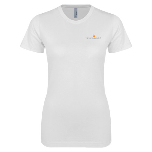  Next Level Womens White Boyfriend Tee - Sport Management  Stacked One Line