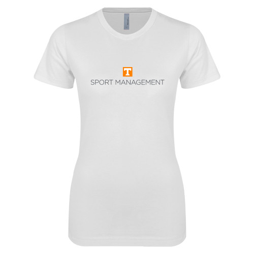  Next Level Womens White Boyfriend Tee - Sport Management  Stacked One Line