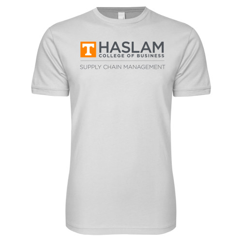  Next Level White SoftStyle T Shirt - Supply Chain Management Centered logo