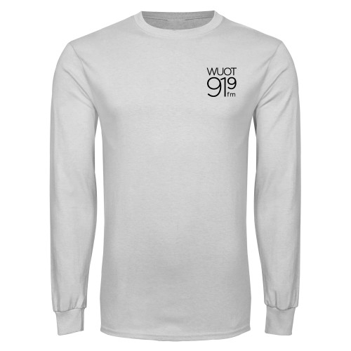  White Long Sleeve T Shirt - UT Knoxville WUOT 919fm Square Logo