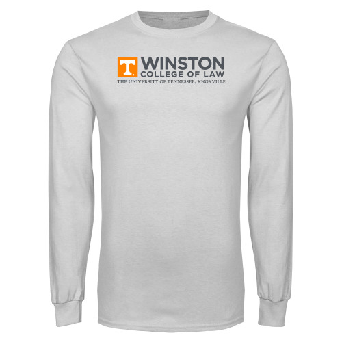  White Long Sleeve T Shirt - Winston College of Law - UTK Stacked