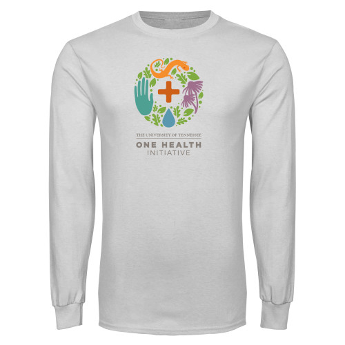  White Long Sleeve T Shirt - One Health Initiative Vertical