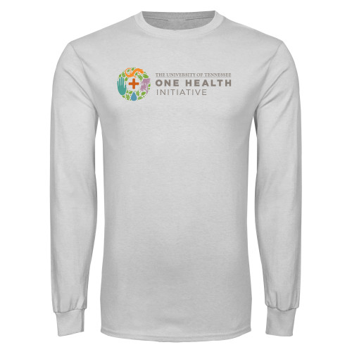  White Long Sleeve T Shirt - One Health Initiative Horizontal