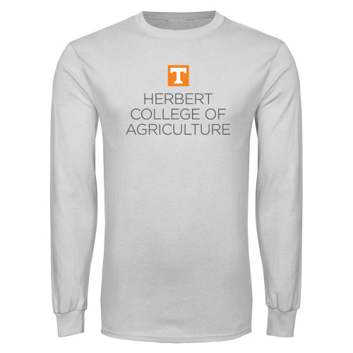  White Long Sleeve T Shirt - Herbert College of Agriculture Stacked