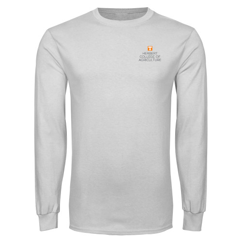  White Long Sleeve T Shirt - Herbert College of Agriculture Stacked
