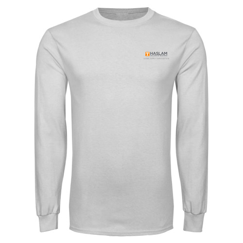 White Long Sleeve T Shirt - Gobal Supply Chain Centered Logo