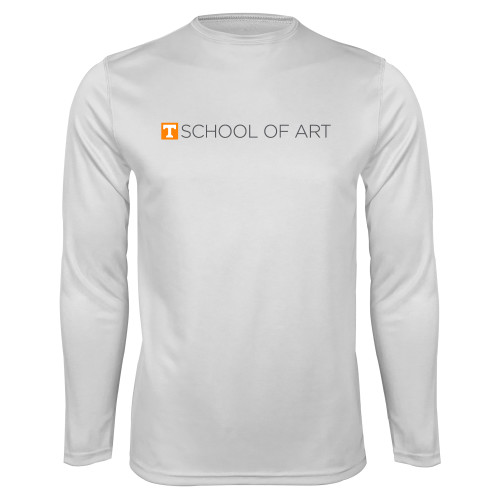  White Performance Long Sleeve Shirt - School of Art Horizontal