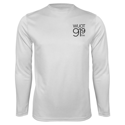  White Performance Long Sleeve Shirt - UT Knoxville WUOT 919fm Square Logo