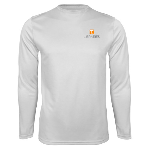  White Performance Long Sleeve Shirt - UTK - Libraries Stacked