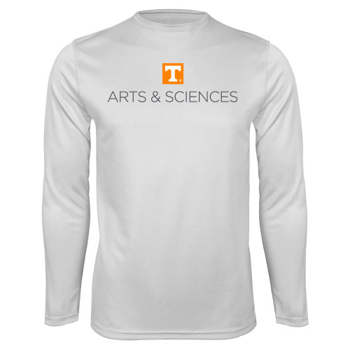  White Performance Long Sleeve Shirt - UTK - Arts and Sciences Stacked One Line