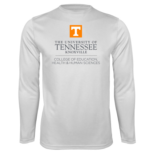  White Performance Long Sleeve Shirt - College of Education Stacked