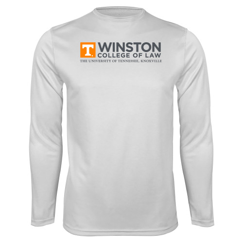  White Performance Long Sleeve Shirt - Winston College of Law - UTK Stacked