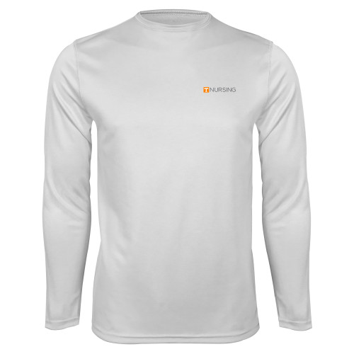  White Performance Long Sleeve Shirt - Nursing