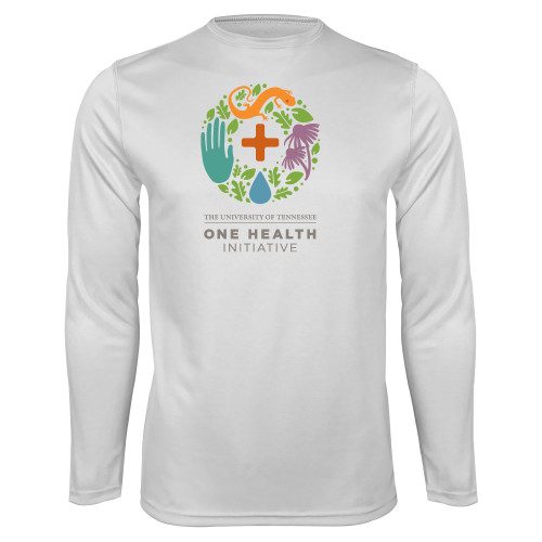  White Performance Long Sleeve Shirt - One Health Initiative Vertical