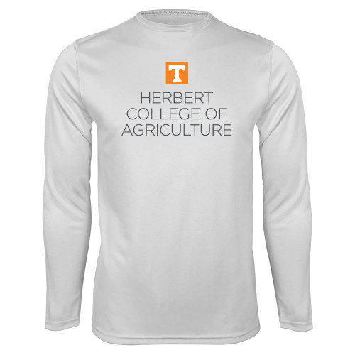  White Performance Long Sleeve Shirt - Herbert College of Agriculture Stacked