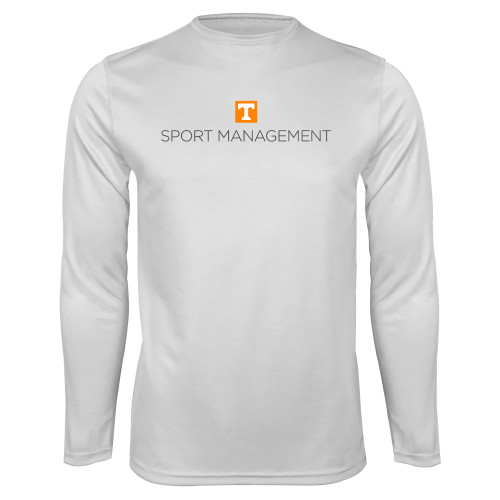  White Performance Long Sleeve Shirt - Sport Management  Stacked One Line